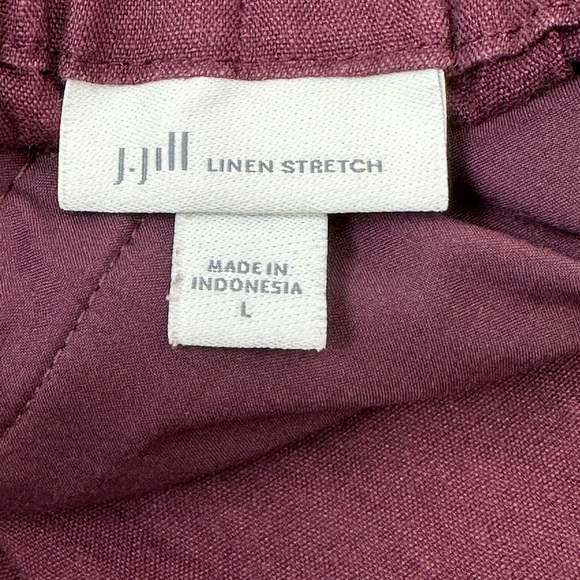 J. Jill linen stretch burgundy flat front crop pants L - Picture 8 of 12